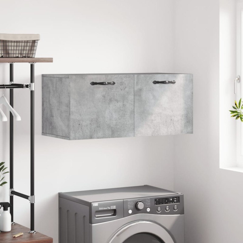 vidaXL Armario de pared madera ingeniería gris hormigón 80x36,5x35 cm vidaXL Armario de pared madera ingeniería gris hormigón 80x36,5x35 cm