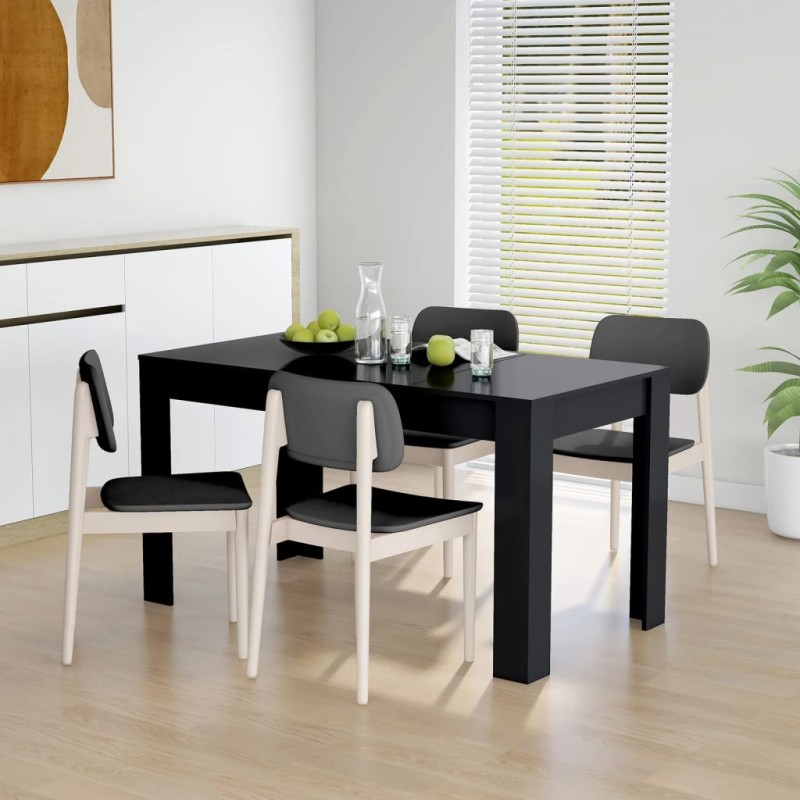 vidaXL Mesa de comedor de madera contrachapada negro 140x74,5x76 cm vidaXL Mesa de comedor de madera contrachapada negro 140x74,5x76 cm