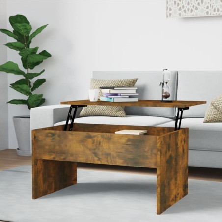 vidaXL Mesa de centro contrachapado roble ahumado 80x50,5x41,5 cm