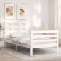 vidaXL Estructura de cama con cabecero madera maciza blanco 100x200 cm vidaXL Estructura de cama con cabecero madera maciza blanco 100x200 cm