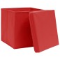 vidaXL Cajas de almacenaje con tapas 4 uds tela rojo 32x32x32 cm vidaXL Cajas de almacenaje con tapas 4 uds tela rojo 32x32x32 cm