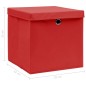 vidaXL Cajas de almacenaje con tapas 4 uds tela rojo 32x32x32 cm vidaXL Cajas de almacenaje con tapas 4 uds tela rojo 32x32x32 cm