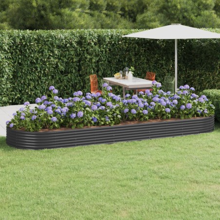 vidaXL Jardinera arriate acero recubierto polvo antracita 450x140x36cm