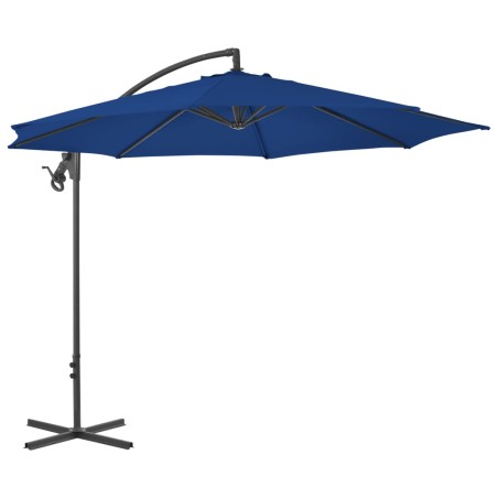 vidaXL Sombrilla voladiza con poste de acero azul celeste 300 cm 
