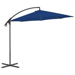 vidaXL Sombrilla voladiza con poste de acero azul celeste 300 cm 