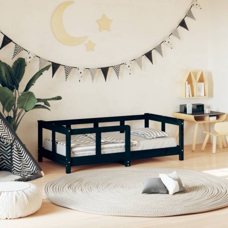 vidaXL Estructura de cama para niños madera de pino negro 70x140 cm