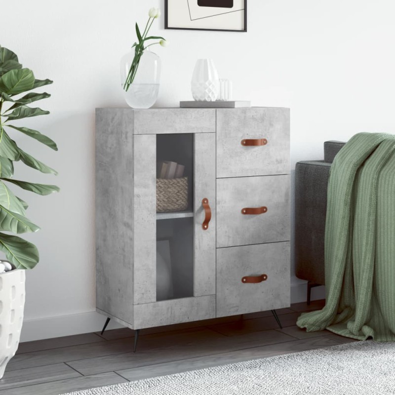vidaXL Aparador de madera de ingeniería gris hormigón 69,5x34x90 cm