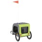 vidaXL Remolque de bicicleta mascotas hierro tela Oxford verde gris vidaXL Remolque de bicicleta mascotas hierro tela Oxford verde gris