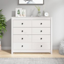 vidaXL Armario auxiliar madera maciza de pino blanco 100x40x90 cm