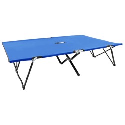 vidaXL Tumbona plegable para 2 personas acero azul