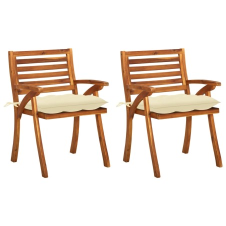 vidaXL Sillas de comedor jardín con cojines 2 uds madera maciza acacia