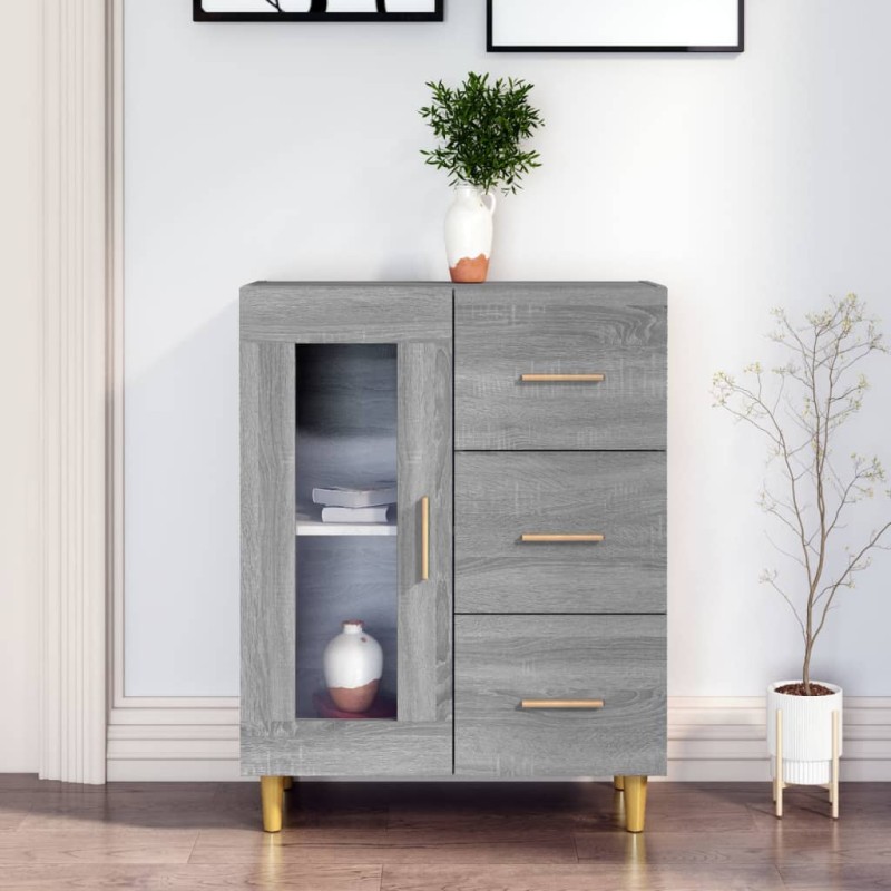 vidaXL Aparador de madera de ingeniería gris Sonoma 69,5x34x90 cm
