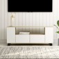 vidaXL Mueble de TV madera contrachapada blanco y roble 120x35x48 cm vidaXL Mueble de TV madera contrachapada blanco y roble 120x35x48 cm