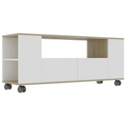 vidaXL Mueble de TV madera contrachapada blanco y roble 120x35x48 cm