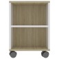 vidaXL Mueble de TV madera contrachapada blanco y roble 120x35x48 cm vidaXL Mueble de TV madera contrachapada blanco y roble 120x35x48 cm