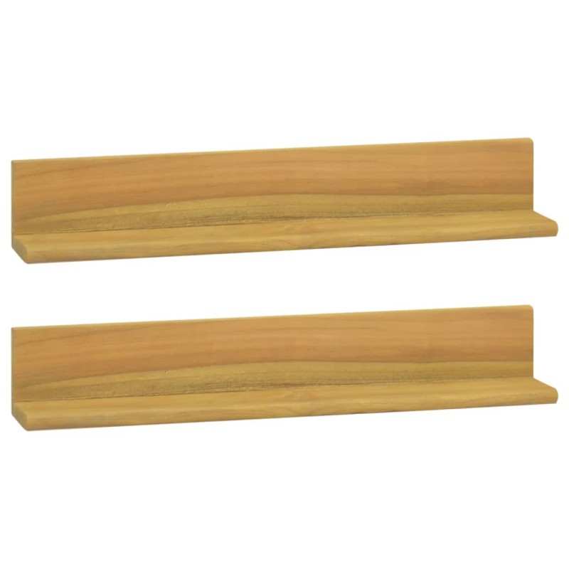 vidaXL Estantes de pared 2 unidades madera maciza de teca 60x10x10 cm vidaXL Estantes de pared 2 unidades madera maciza de teca 60x10x10 cm