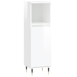 vidaXL Armario de baño madera contrachapada blanco brillo 30x30x100 cm