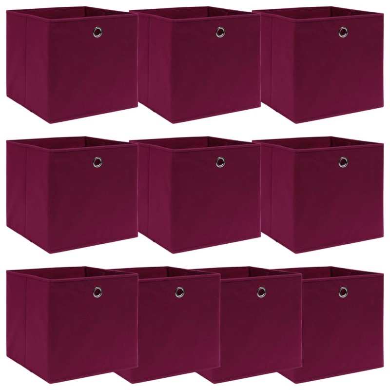vidaXL Cajas de almacenaje 10 uds tela rojo oscuro 32x32x32 cm vidaXL Cajas de almacenaje 10 uds tela rojo oscuro 32x32x32 cm