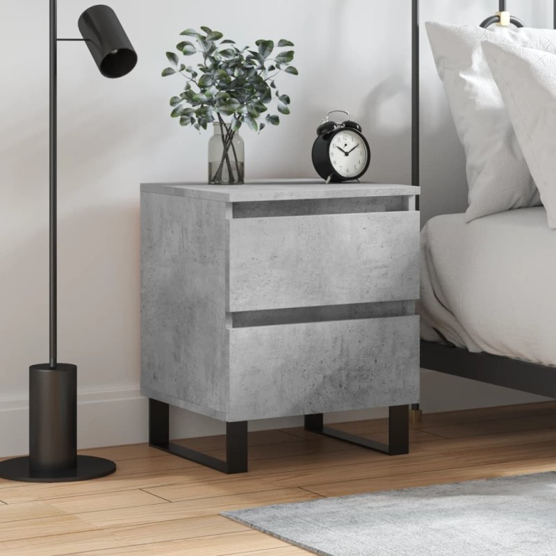 vidaXL Mesita de noche madera de ingeniería gris hormigón 40x35x50 cm vidaXL Mesita de noche madera de ingeniería gris hormigón 40x35x50 cm