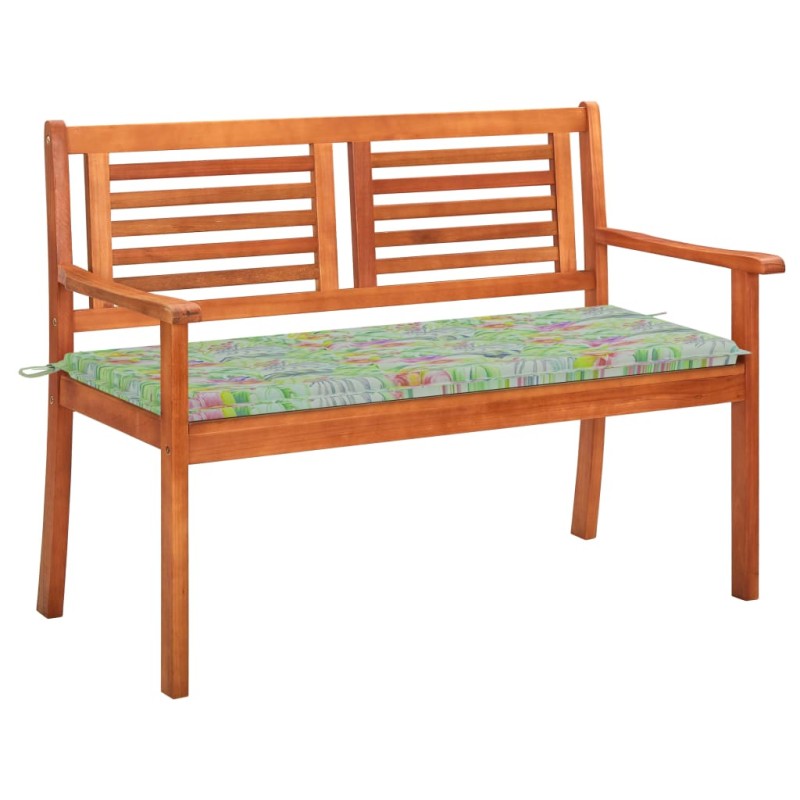 vidaXL Banco de jardín 2 plazas madera maciza eucalipto y cojín 120 cm vidaXL Banco de jardín 2 plazas madera maciza eucalipto y cojín 120 cm
