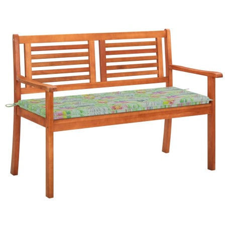 vidaXL Banco de jardín 2 plazas madera maciza eucalipto y cojín 120 cm