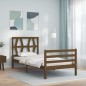 vidaXL Estructura cama y cabecero madera maciza marrón miel 100x200 cm