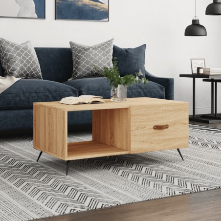 vidaXL Mesa de centro madera contrachapada roble Sonoma 90x50x40 cm