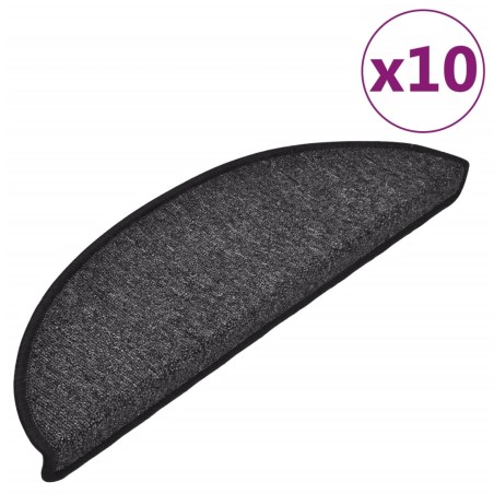 vidaXL Alfombrillas de escalera 10 unidades gris antracita 56x17x3 cm