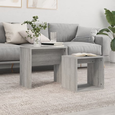 vidaXL Mesas de centro apilables 2 pzas madera ingeniería gris Sonoma