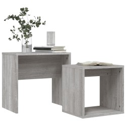 vidaXL Mesas de centro apilables 2 pzas madera ingeniería gris Sonoma