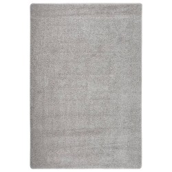vidaXL Alfombra peluda antideslizante gris claro 140x200 cm