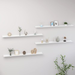 vidaXL Estantes de pared 4 unidades blanco brillo 115x9x3 cm