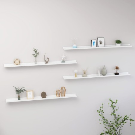 vidaXL Estantes de pared 4 unidades blanco brillo 115x9x3 cm
