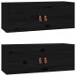 vidaXL Armarios de pared 2 uds madera maciza pino negro 80x30x30 cm
