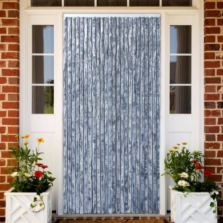 vidaXL Cortina mosquitera de chenilla plateada 90x220 cm 