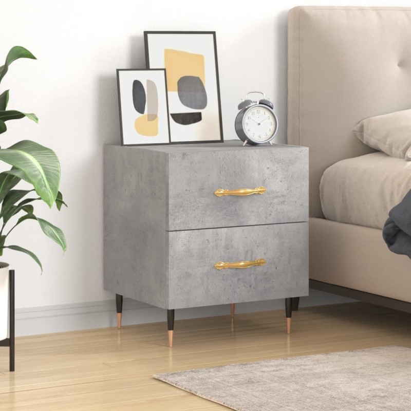vidaXL Mesita de noche madera ingeniería gris hormigón 40x35x47,5 cm vidaXL Mesita de noche madera ingeniería gris hormigón 40x35x47,5 cm