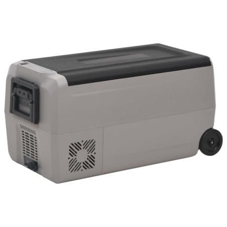 vidaXL Nevera con ruedas y asa PP Y PE negro y gris 60 L