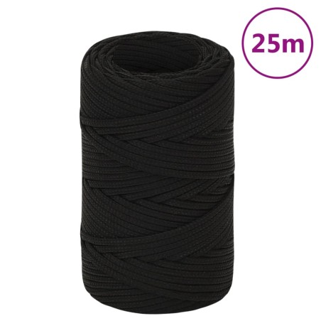 vidaXL Cuerda de trabajo poliéster negro 2 mm 25 m