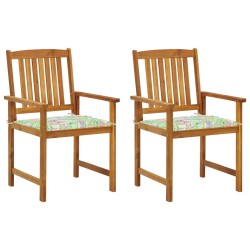 vidaXL Sillas de jardín con cojines 2 unidades madera maciza de acacia