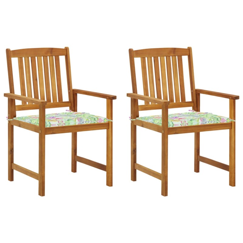 vidaXL Sillas de jardín con cojines 2 unidades madera maciza de acacia vidaXL Sillas de jardín con cojines 2 unidades madera maciza de acacia