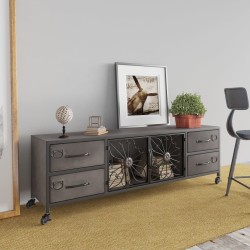 vidaXL Mueble de TV de hierro plateado 110x30x40 cm