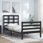 vidaXL Estructura de cama con cabecero madera maciza negro 100x200 cm vidaXL Estructura de cama con cabecero madera maciza negro 100x200 cm