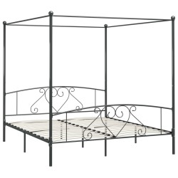 vidaXL Estructura de cama con dosel metal gris 180x200 cm 