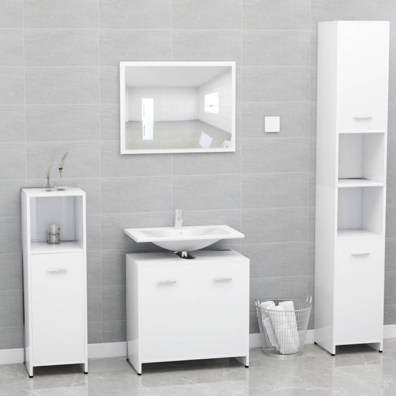 vidaXL Conjunto de muebles de baño madera contrachapada blanco vidaXL Conjunto de muebles de baño madera contrachapada blanco