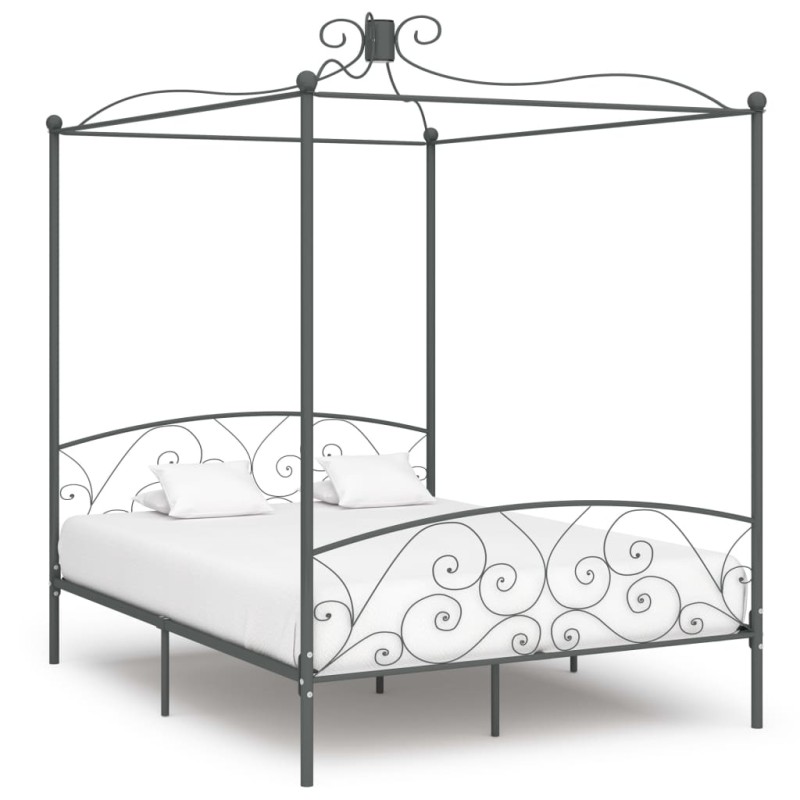 vidaXL Estructura de cama con dosel metal gris 180x200 cm vidaXL Estructura de cama con dosel metal gris 180x200 cm
