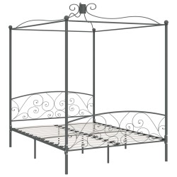 vidaXL Estructura de cama con dosel metal gris 180x200 cm