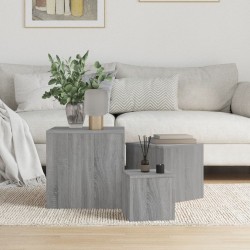 vidaXL Mesitas auxiliares 3 piezas madera contrachapada gris Sonoma