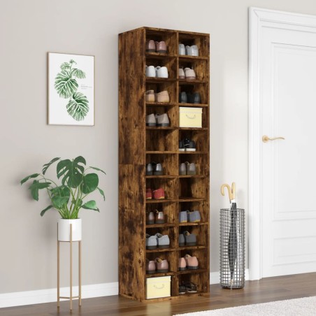 vidaXL Mueble zapatero madera contrachapada roble ahumado 54x34x183cm