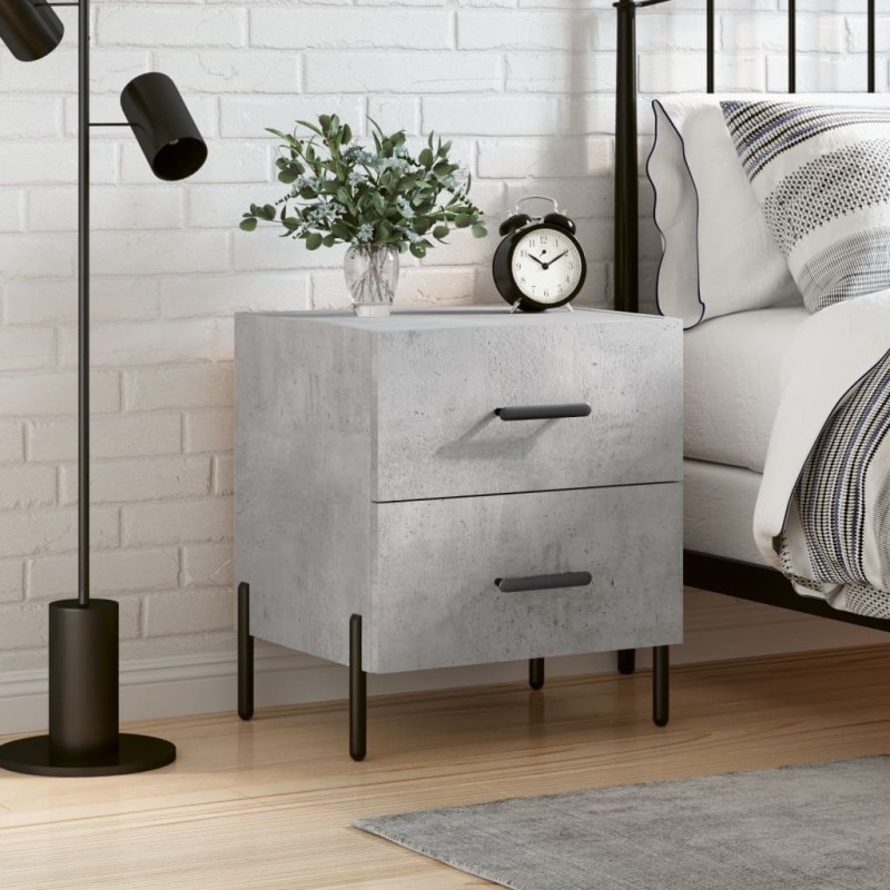 vidaXL Mesita de noche madera ingeniería gris hormigón 40x35x47,5 cm vidaXL Mesita de noche madera ingeniería gris hormigón 40x35x47,5 cm