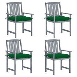 vidaXL Sillas de jardín con cojines 4 uds madera maciza de acacia gris